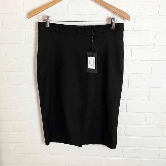 NWT Ronen Chen Pencil Skirt Back Zipper Stretch Black Capsule Wardrobe Sz 2 - Picture 2 of 13